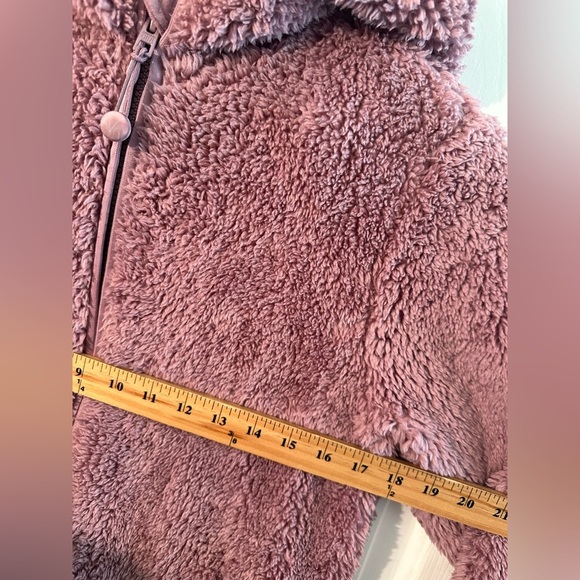 ATHLETA GIRL XXL 16 So Snug Sherpa Full Zip Hooded Jacket Thumbholes Rose Pink - Picture 14 of 16